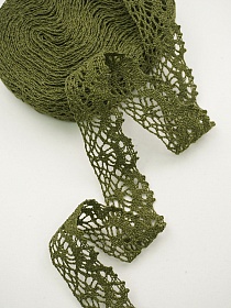 Кружево цв.темный хаки, ш.25мм, хлопок-90%, п/э-10%, 10м рис.044/32