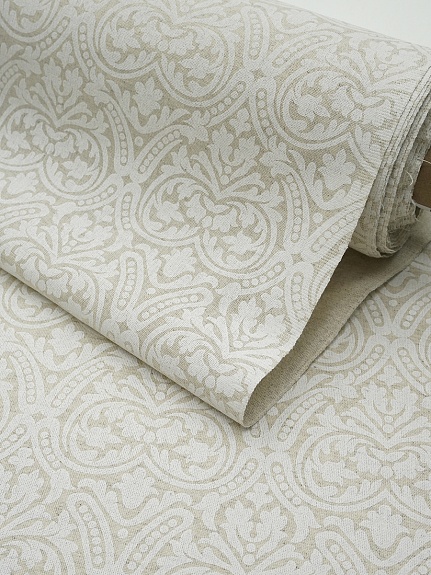 Полулен "Белый орнамент" (на суровом), ш.1.5м, лен-30%, хлопок-70%, 155гр/м.кв