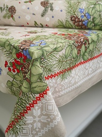 Полулен "Волшебство зимы" (на суровом), ш.1.5м, лен-30%, хлопок-70%, 140гр/м.кв