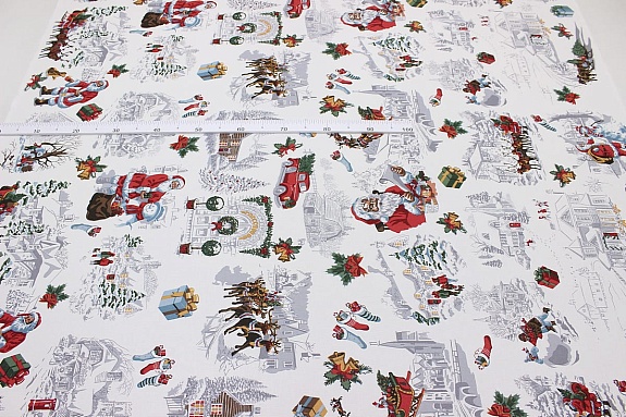 Рогожка "Рождественские зарисовки", ш.1.54м,  хлопок-100%, 165гр/м.кв
