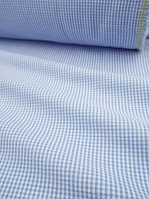 Пестроткань сорочечная Жатка "Клетка Мини" цв.голубой/белый, ш.1.45м, хлопок-100%, 110гр/м.кв