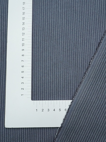 Пестрядь "Мелкая полоска на темно-сером с синим оттенком", ш.1.42м, хлопок-95%, п/э-5%, 160гр/м.кв