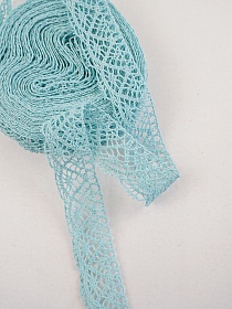 Кружево цв.нежно-бирюзовый с мятным оттенком, ш.30мм, хлопок-90%, п/э-10%, 10м, рис.024/19