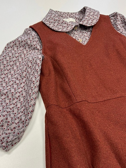 Рубашка из теплого хлопка "Винтажная брусничка" и сарафан и шерстяной ткани