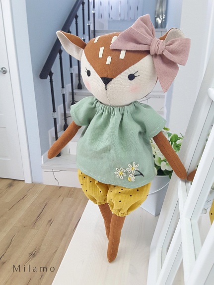 Интерьерные игрушки из полульна (одежда из муслина)