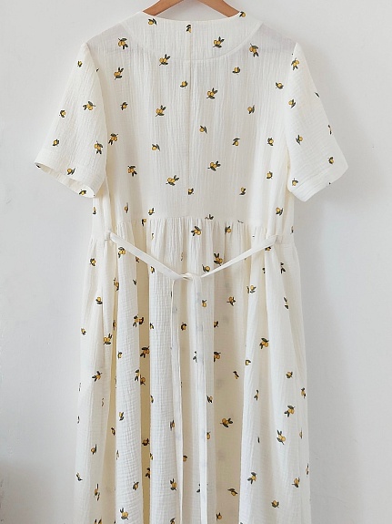 Платье из муслина "Абрикосики" в цвете шампань