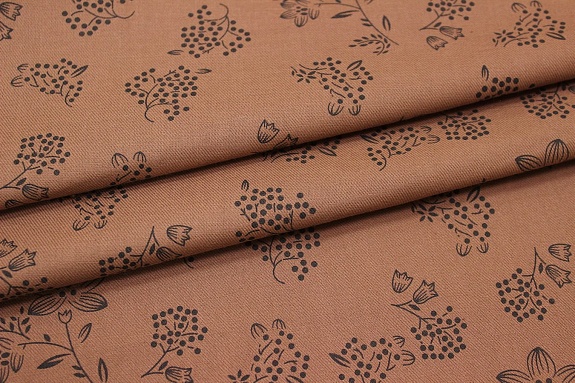 Плательный хлопок "Вербена" цв.розово-каштановый, ш.1.43м, хлопок-100%, 115гр/м.кв