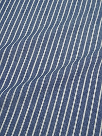 Вареный (стираный) хлопок "Белая полоска (2мм) на темно-синем меланже", ш.2.5м, хл-100%, 110гр/м.кв