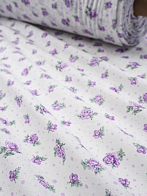 Ситец "Милые розочки" цв.сиреневый, ш.0.8м, хлопок-100%, 85гр/м.кв