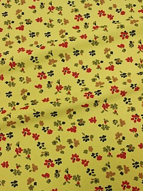 Теплый хлопок "Цветочный каприз" цв.св.золотисто-оливковый, ш.1.5м, хлопок-100%, 150гр/м.кв
