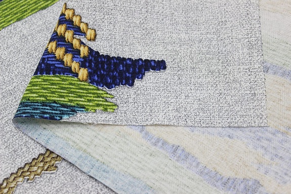 Дорожка "Цветное плетение на сером меланже", ш.0.5м, хлопок -100%, 228гр/м.кв