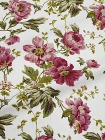 Интерьерный хлопок "Бордовые пионы на белом", ш.1.5м, хлопок-100%, 215гр/м.кв