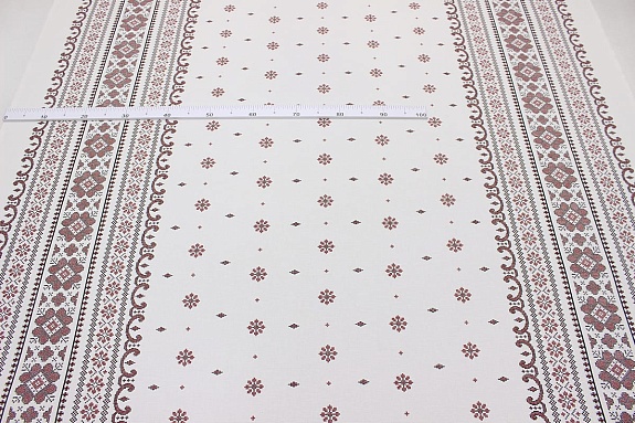 Рогожка "Снежинка (красная на белом)", СОРТ2, ш.1.5м, хлопок-100%, 165гр/м.кв