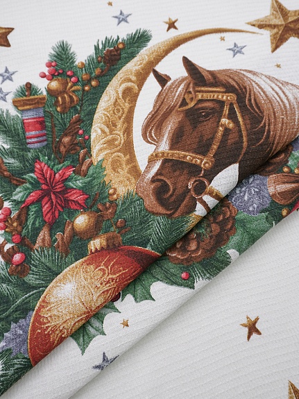 Вафельное полотно (холст) "Новогодняя удача", ш.0.5м, хлопок-100%, 165гр/м.кв, раппорт 63см