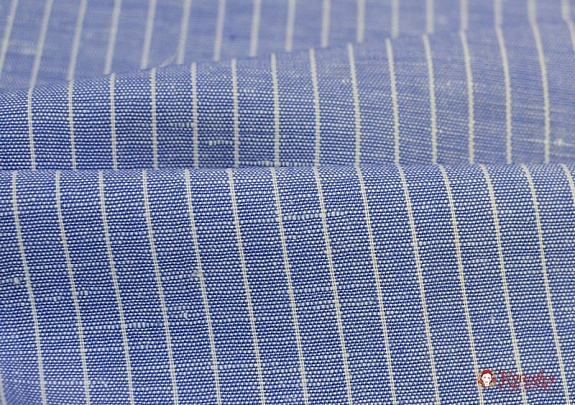 Полулен "Белая полоска на синей джинсе" ВИД2, ш.1.5м, лен-50%, хл-50%, 135гр/м.кв