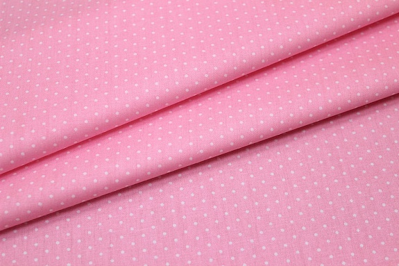 Сатин "Белое пшено на розовом", ш.1.60м, хлопок-100%, 110гр/м.кв
