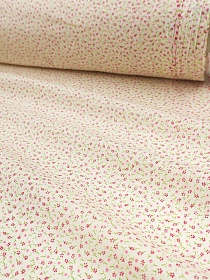 Импорт. хлопок (ситец) "Очень мелкие малиновые цветы на молочном", СОРТ2, ш.1.55м, хлопок-100%, 80гр/м.кв