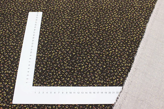 Микровельвет "Маленькие лютики на темно-коричневом", ш.1.1м, хлопок-100%, 130гр/м.кв