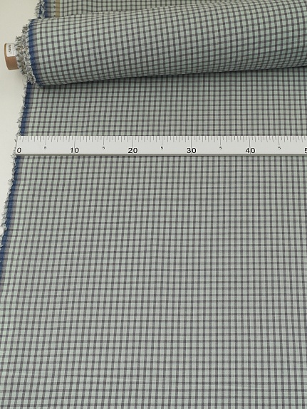 Вареный (стираный) хлопок "Клетка" цв.мятный/серый, ш.2.5м, хл-100%, 110гр/м.кв
