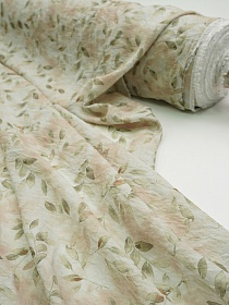 Вискозный шифон (Digital) "Ветвистая гармония" цв.бежево-оливковый, ш.1.5м, вискоза-75%, нейлон-25%, 55гр/м.кв