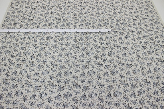 Полулен "Серо-голубые розочки" (на суровом), ш.1.5м, хлопок-70%, лен-30%, 140гр/м.кв