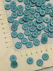 Пуговица пластмасса, цв.св.морская волна, 12мм, 4 отверстия