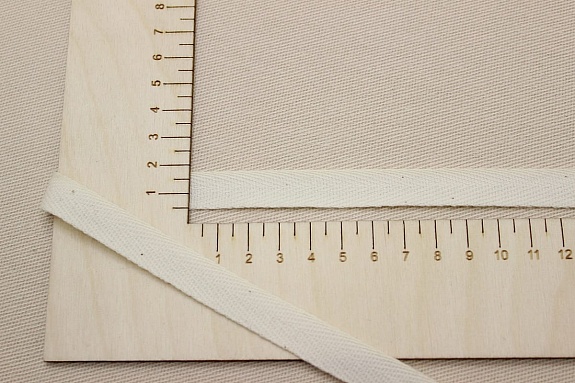 Лента саржевая цв.суровый, ш.13мм, хлопок-100%