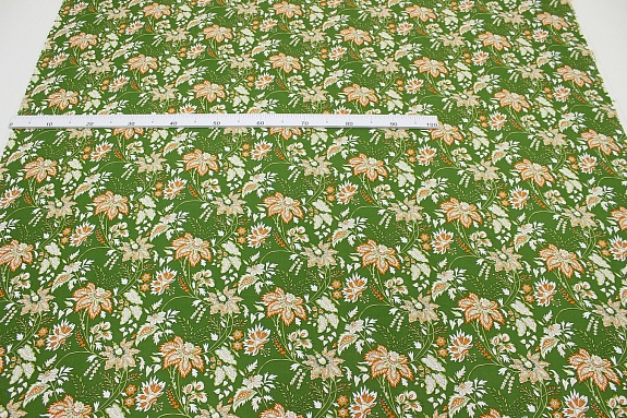 Штапель "Зачарованный сад" цв.травяной, ш.1.45м, вискоза-100%, 100гр/м.кв