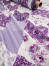 Бязь "Сиренево-лавандовый пэчворк", ш.1.5м, хлопок-100%, 142гр/м.кв