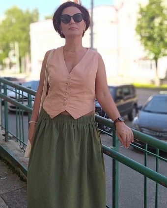 Юбка на резинке из полульна