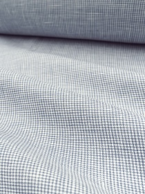 Лен сорочечный пестротканый с умягчением "Мелкая клетка" цв.белый/синий, ш.1.5м, лен-100%