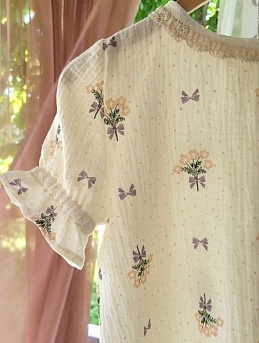 Детская блуза из муслина "Букетик с бантиком"