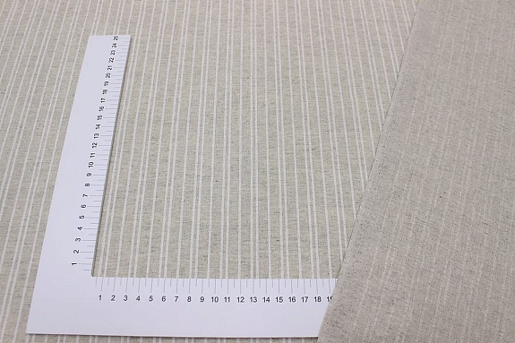 Полулен "Белые полоски" (на т.суровом), ш.1.5м, лен-30%, хлопок-70%, 140гр/м.кв