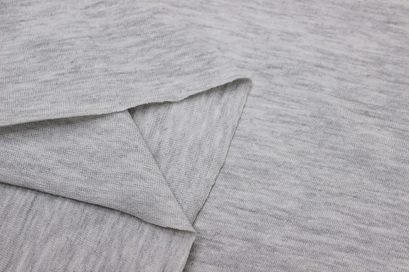 Трикотаж Кулир.гладь цв.Светло-серый меланж, ш.2.00м(1,00м*2, чул),Карде, хл-75%,п/э-25%, 130гр/м.кв