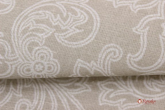 Полулен "Сказочный белый узор" цв.бежевый, ш.2.2м, лен-30%, хлопок-70%, 140гр/м.кв