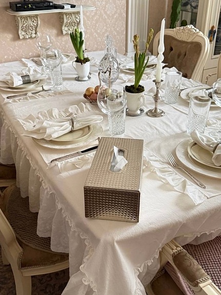 Скатерть из вареного хлопка в молочно-сливочном цвете