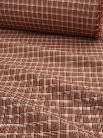 Пестрядь "Клетка" цв.бордовый с терракотовым оттенком, ш.1.45м, хлопок-85%, п/э-15%, 150гр/м.кв