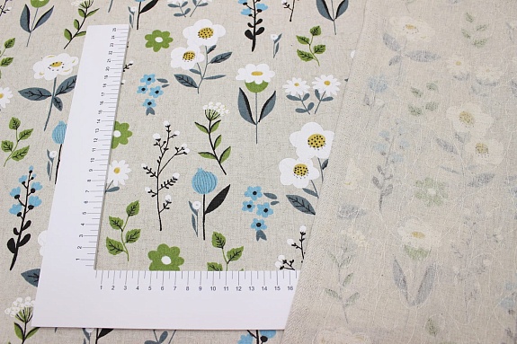 Полулен поэма "Цветущее поле" (на суровом), СОРТ2, ш.1.5м, лен-30%, хл-70%, 140гр/м.кв