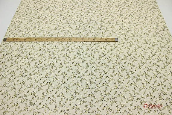 Мерный лоскут Плательный хлопок с микроворсом "Элиза" (хаки цветы на св.телесно-желтом), ш.1.45м, хлопок-100%