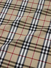 Вареный (стираный) хлопок "Клетка Барбери" цв.кэмел, ш.2.5м, хлопок-100%, 115гр/м.кв