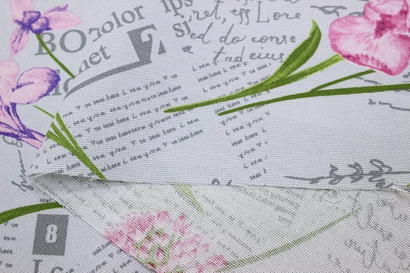 Рогожка "Садовая флористика" цв.бледный серо-голубой, ш.1.5м, хлопок-100%, 165гр/м.кв