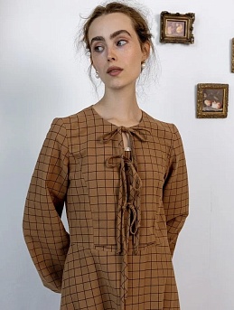 Платье из Теплого хлопка "Клетка"