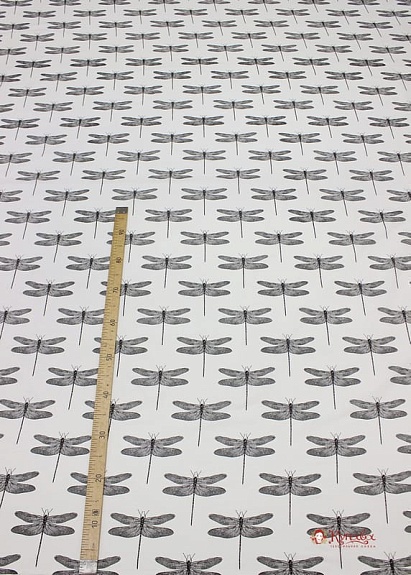 Поплин "Стрекоза на белом", ш.2.2м, хлопок-100%, 115гр/м.кв