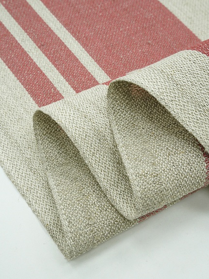 Холст-дорожка "Бордовые полосы" (на суровом), ш.0.55м, лен-30%, хлопок-70%, 270гр/м.кв