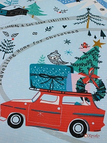 Вафельное полотно (холст) "Рождественское путешествие", ш.0.5м, хл-100%, 165гр/м.кв, раппорт 62.5см