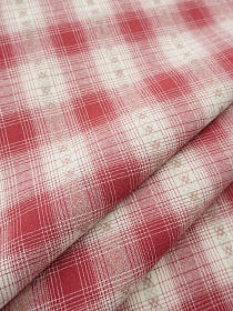 Пестрядь "Вышивка на клетке" цв.бордово-красный, ш.1.45м, хлопок-100%, 150гр/м.кв