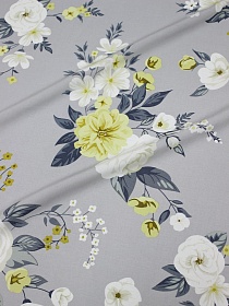 Штапель "Цветочная элегия" цв.серый, ш.1.45м, вискоза-100%, 100гр/м.кв