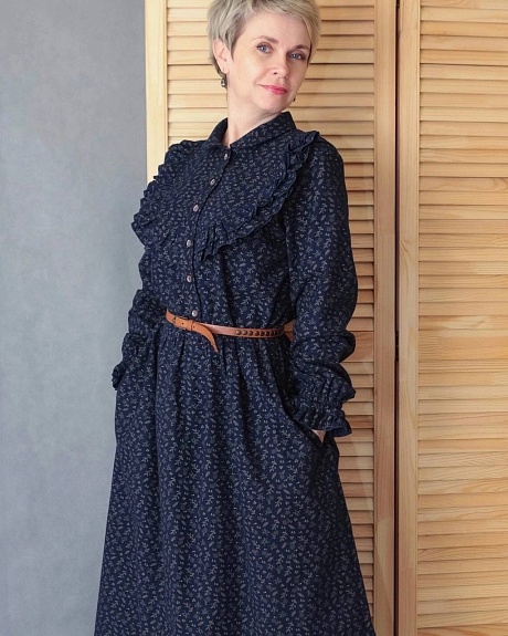 Платье из теплого хлопка "Мелкая ботаника"