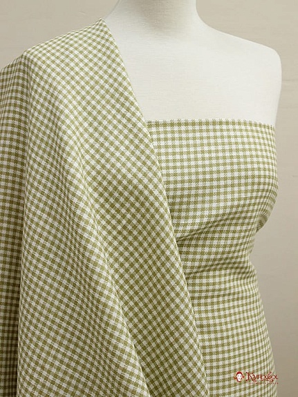 Полулен пестротканый "Оливковая/белая клетка", ш.1,51м, лен-52%, хл-48%, 170 гр/м.кв