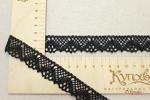 Кружево цв.черный, ш.22мм, хлопок-90%, п/э-10%#018571